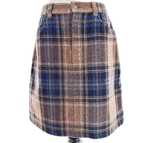 Eddie Bauer skirt size 8 multicolored 78% wool plaid Academia pencil equestrian - Picture 1 of 14